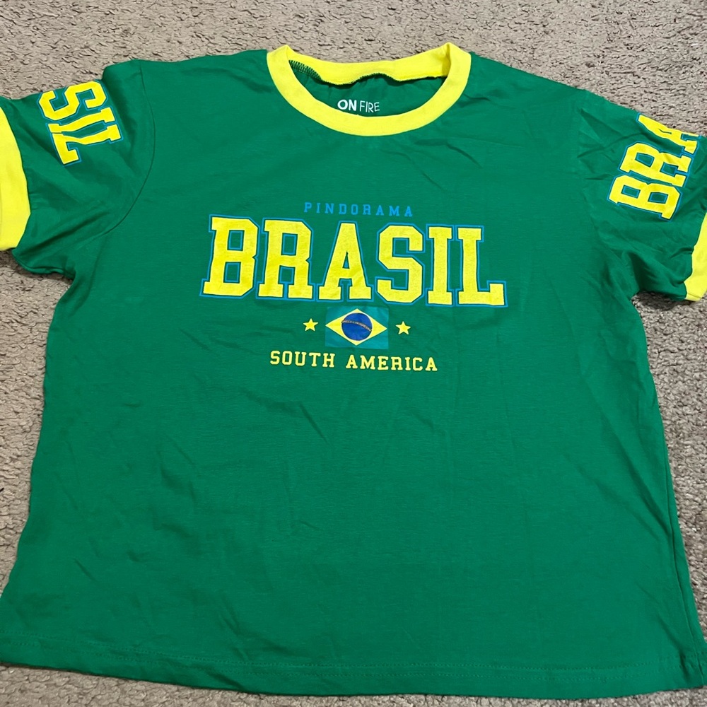 On Fire  Green and Yellow Brasil Tee